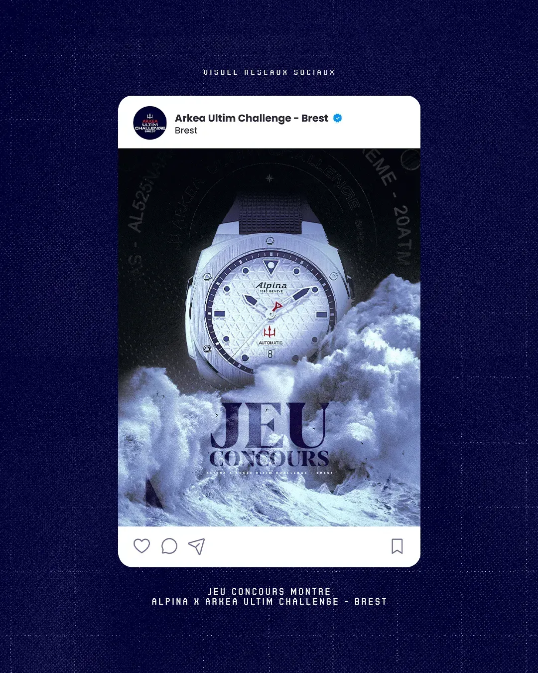 Visuel du jeu concours Arkea Ultim Challenge avec Alpina Watches, montre en une