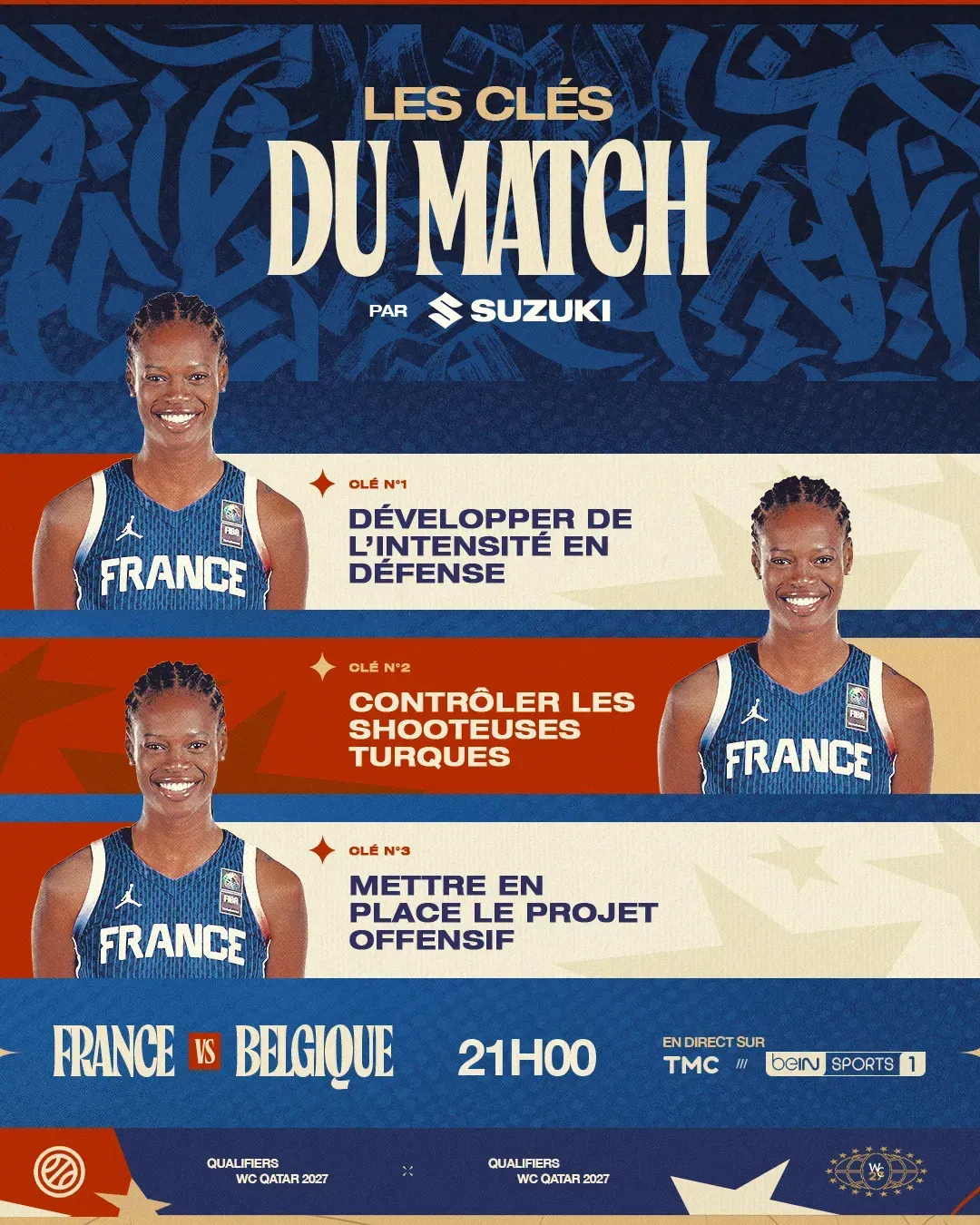 Visuel Les clés du match by Suzuki pour France-Belgique féminin à 21h00