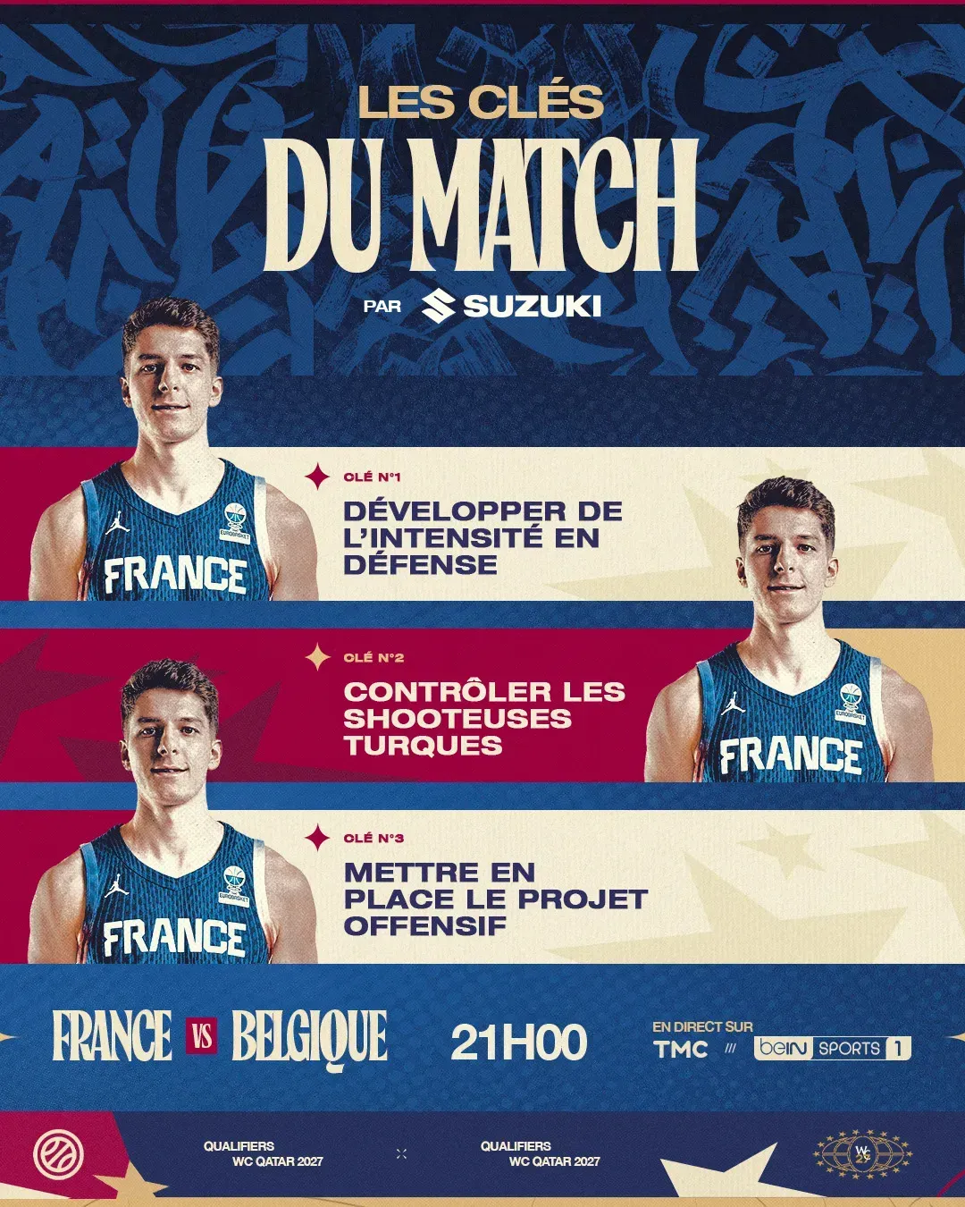 Visuel Les clés du match by Suzuki pour France-Belgique masculin à 21h00