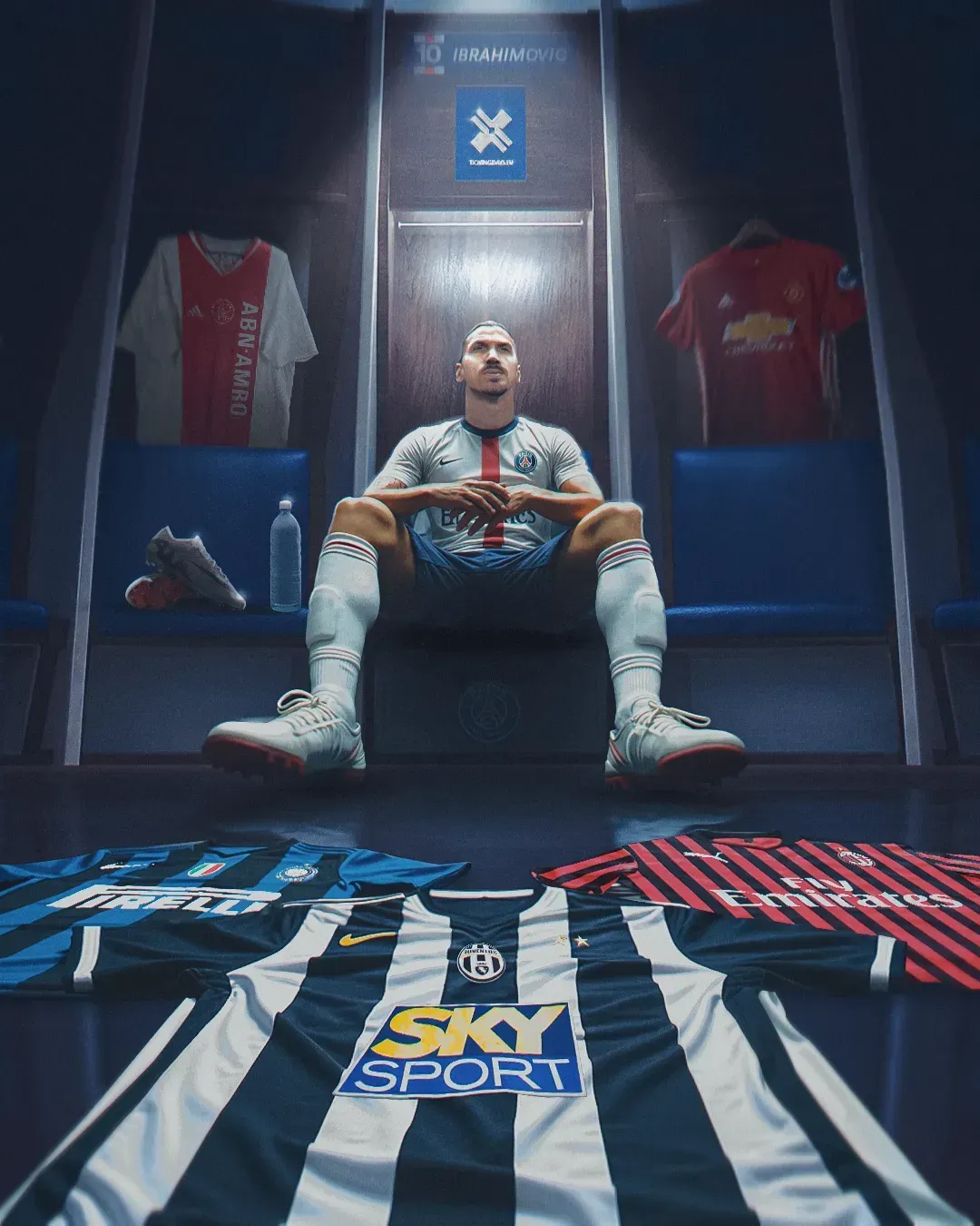 Visuel Mercenaire de Boxingdays consacré à Zlatan Ibrahimović, joueur assis dans un vestiaire